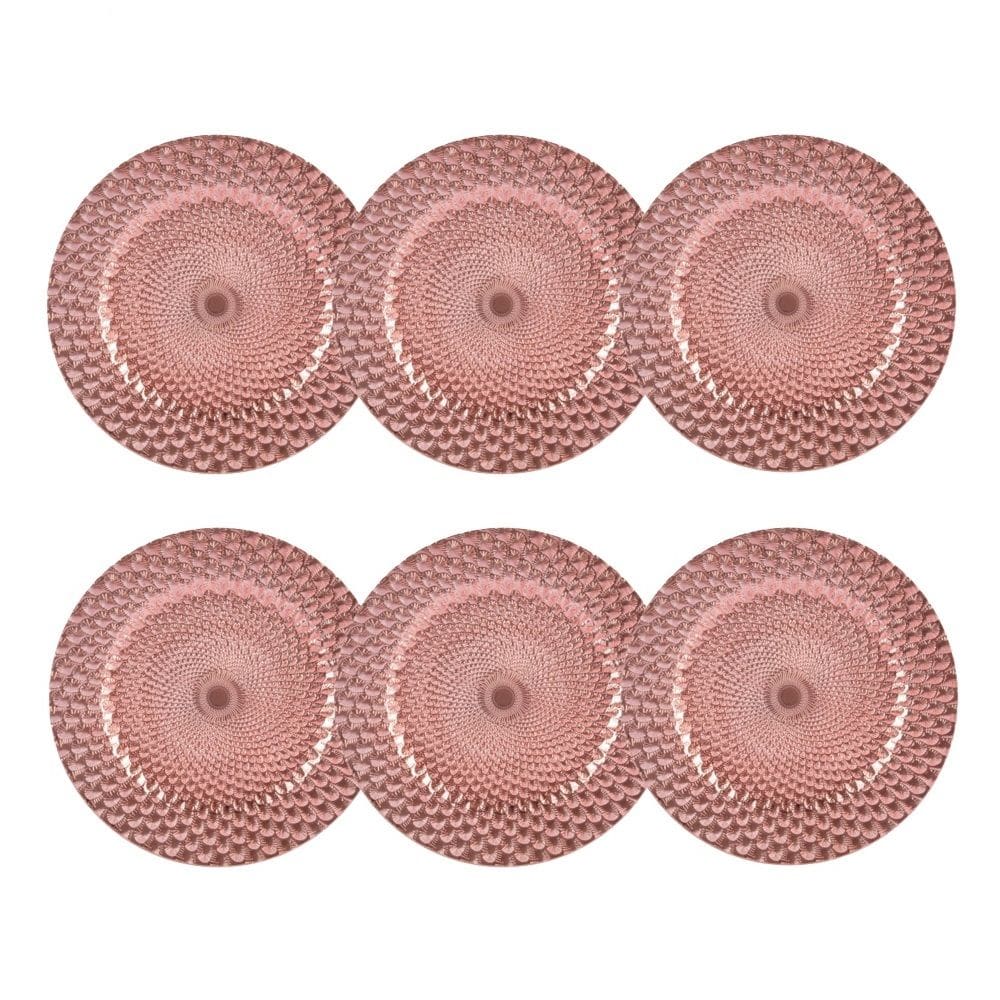 Cj 6 Sousplats de Plástico Rosé Gold 33cm Royal Decor