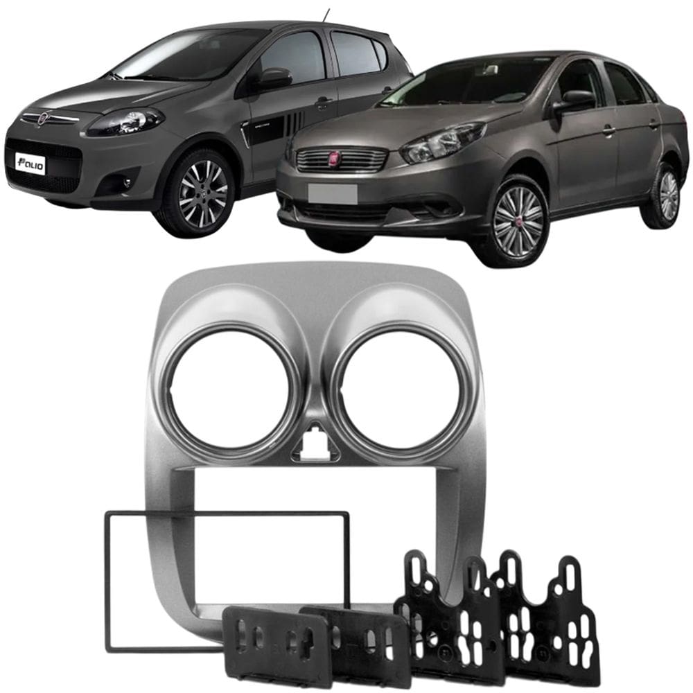 Moldura 2 Din Palio Novo 2012 à 2016 Grand Siena 2021 Cinza Painel Multimidia Expex Epx 400