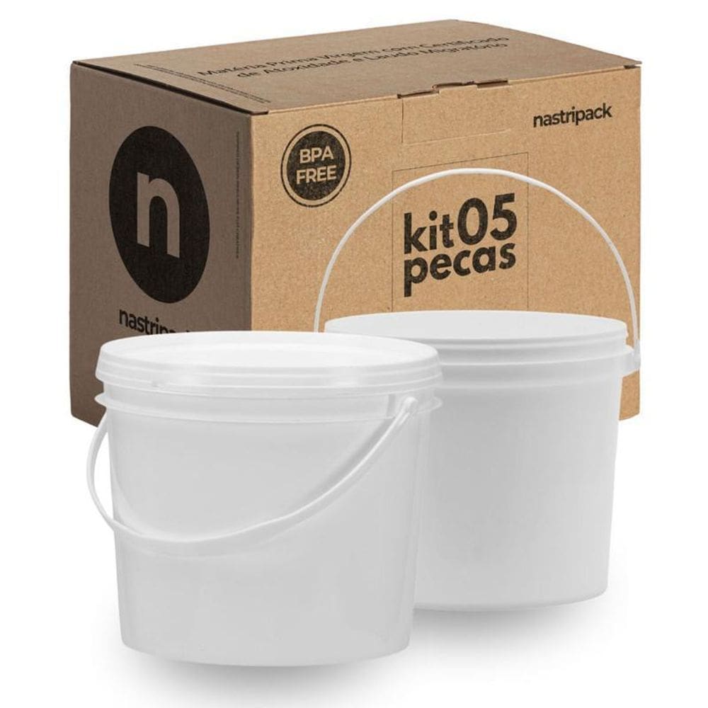 Balde Para Pipoca De 1.8L Branco Lacre 5 Pçs