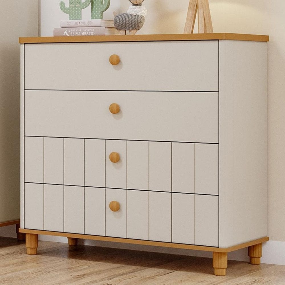 Comoda Infantil 4 Gavetas com Pes em MDF Livia Permobili