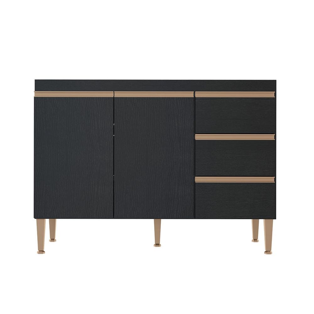 Balcão Pia para Cozinha Modulada Sabrina 120x52Cm MDP Preto 0449 MENU