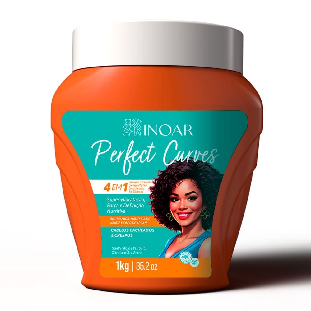 Creme de Tratamento Inoar Perfect Curves 4 Em 1 Cabelos Cacheados e Crespos 1Kg