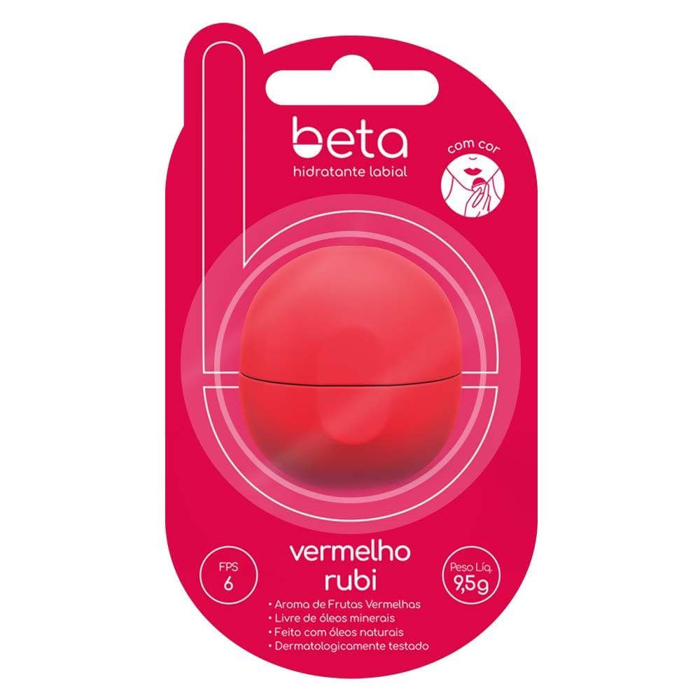 Hidratante Labial Beta FPS6 Cor Vermelho Rubi 9,5g