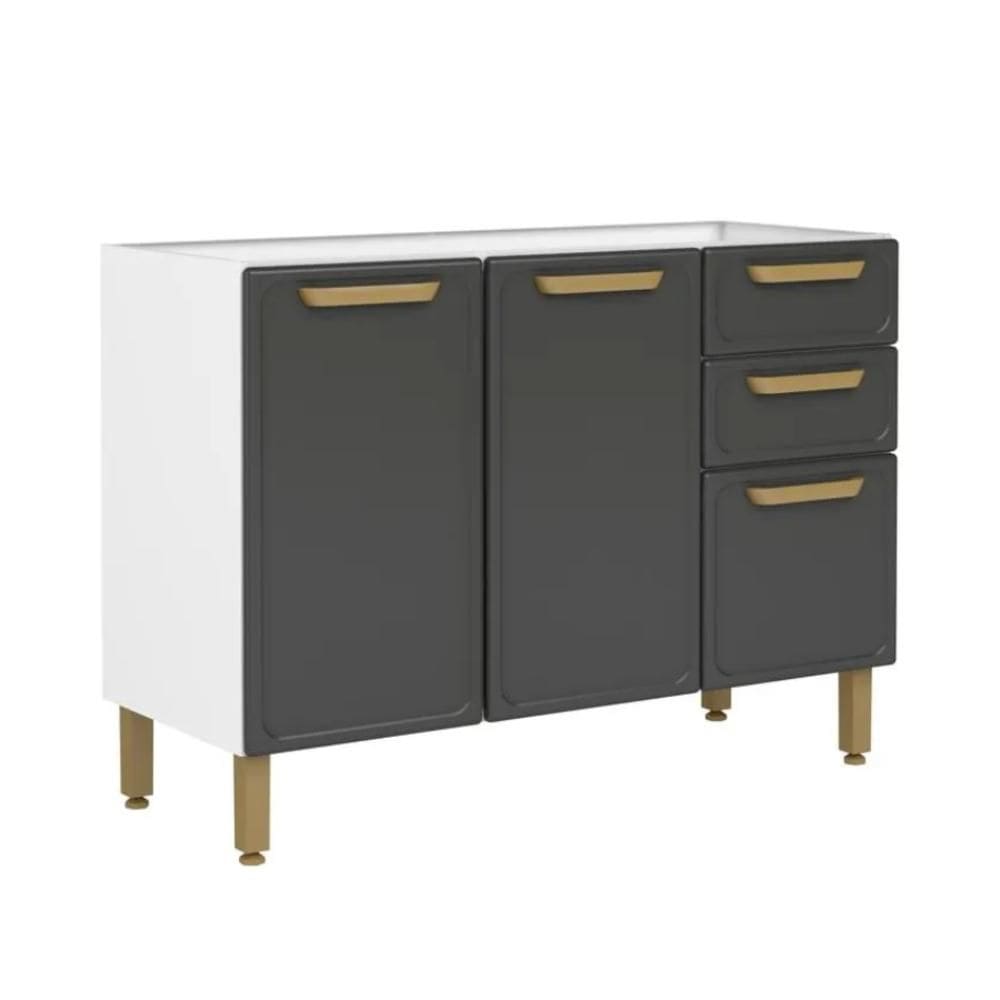 Balcão de Aço 3 Portas 2 Gavetas Bertolini Grafite Bella