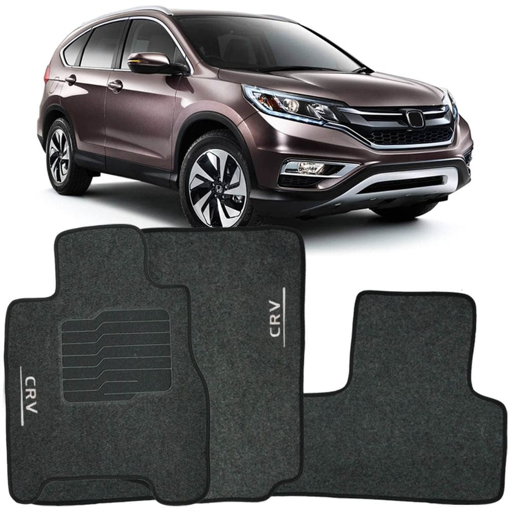 Tapete Carpete Crv 2012 à 2018 Grafite Logo Bordado Jogo 3 Peças Personalizado Automotivo