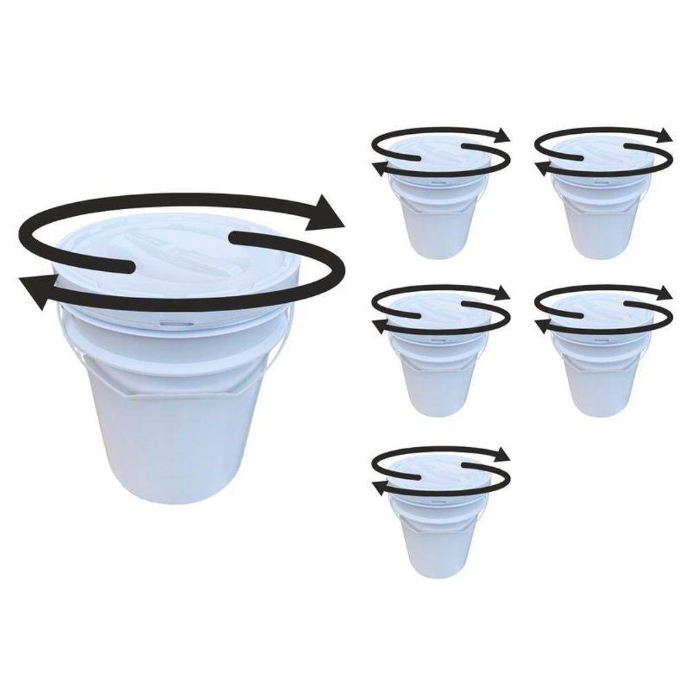 Balde Plástico 20 L Tampa Rosca Resistente - Kit 5 Pçs