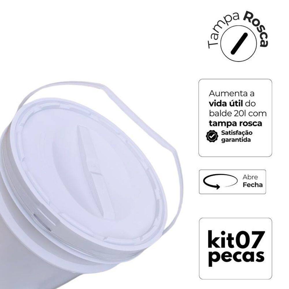 Melhor Balde Com Tampa Rosca - Kit 7 Pçs