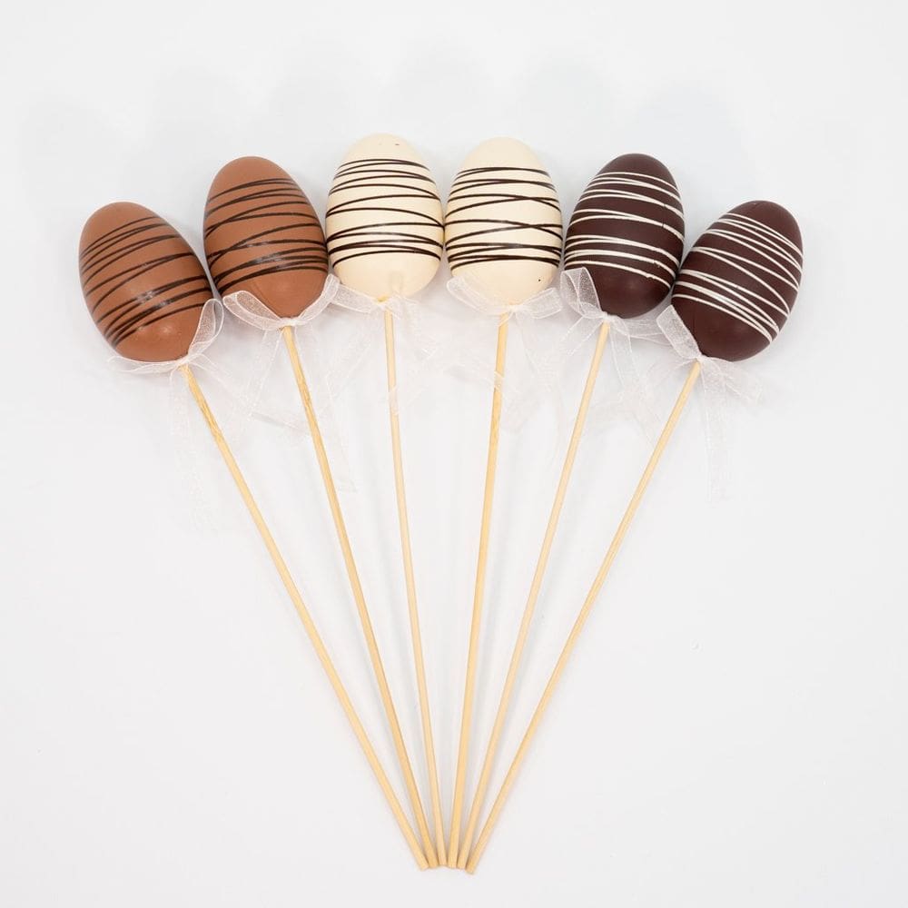Kit 24 Ovos de Páscoa Enfeite Decorativo Chocolate com Haste
