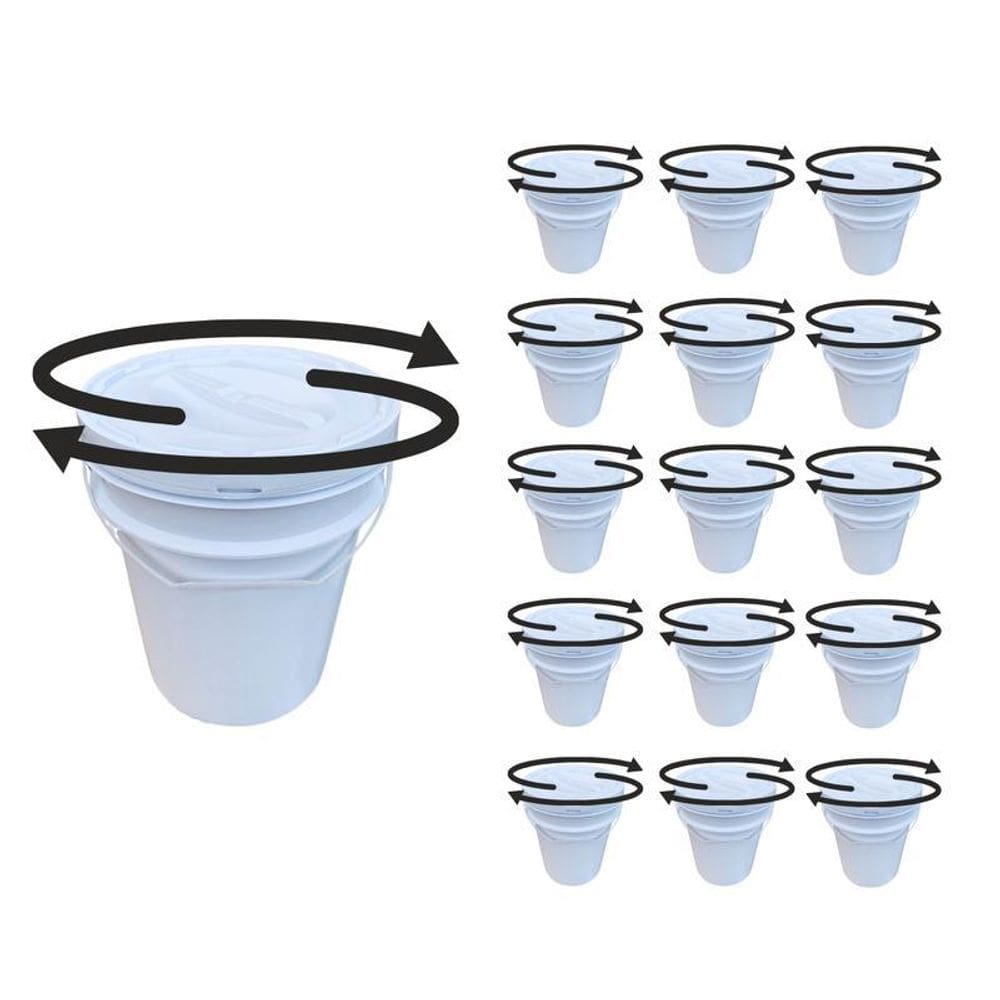 Balde Plástico Tampa De Rosquear Para Cha - Kit 15 Pçs