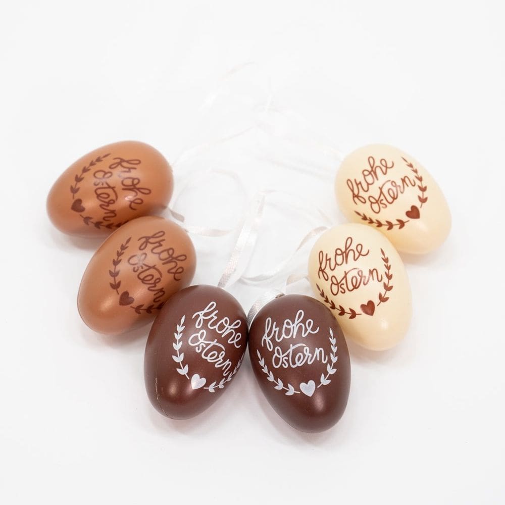 Kit 12 Ovos de Páscoa Pendente Marrom Enfeitado Decoração