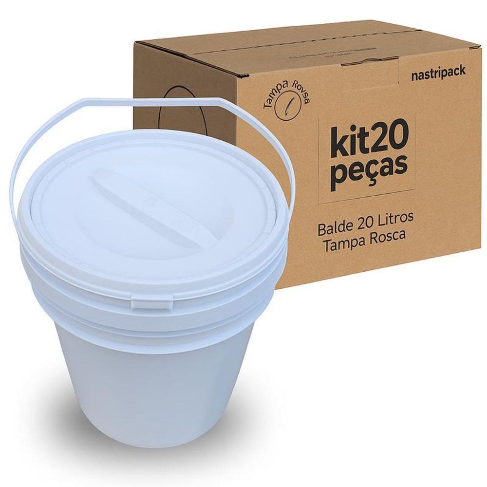 Balde 20 Lts Tampa De Rosquear Para Alimento - Kit 20 Pçs