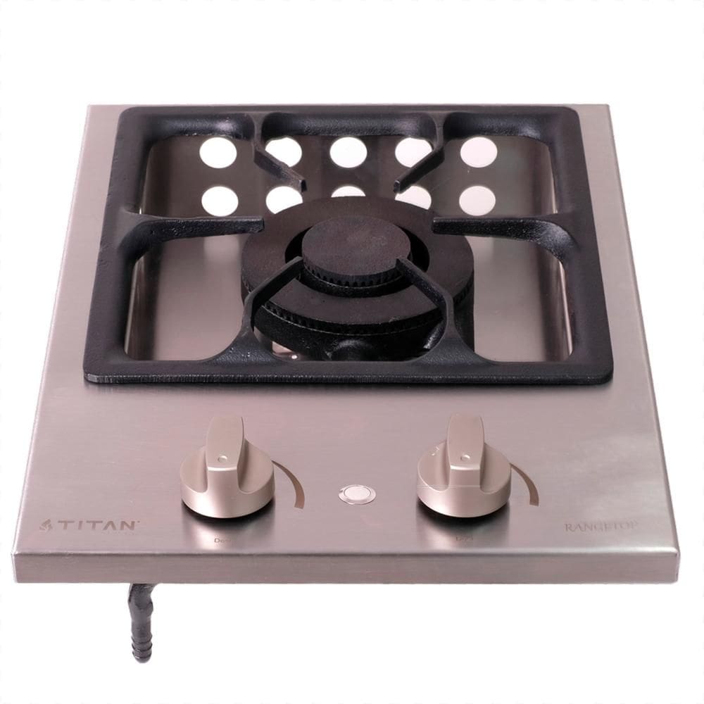 Fogão de Embutir a Gás Natural Titan Range Top Profissional 1 Boca  Grelha 30x30cm