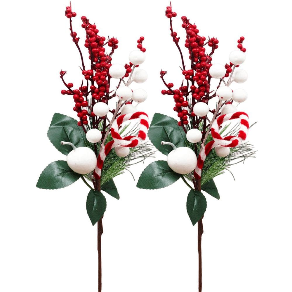 Kit 12 Arranjos Artificiais Pick Berry Enfeite Natalino 40cm