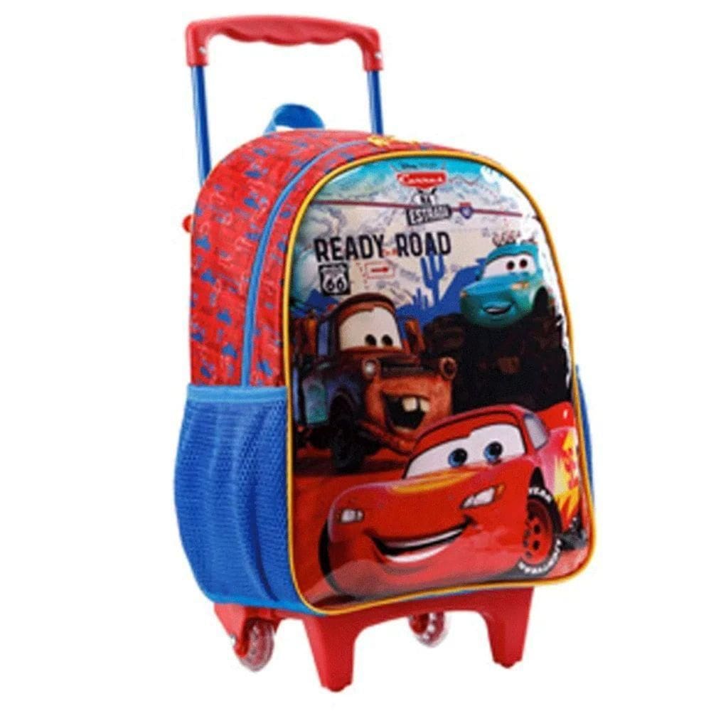 Mochila Escolar Meninos Carros Mc Queen Reforçada Com Rodinhas - Carros - Xeryus Vermelho