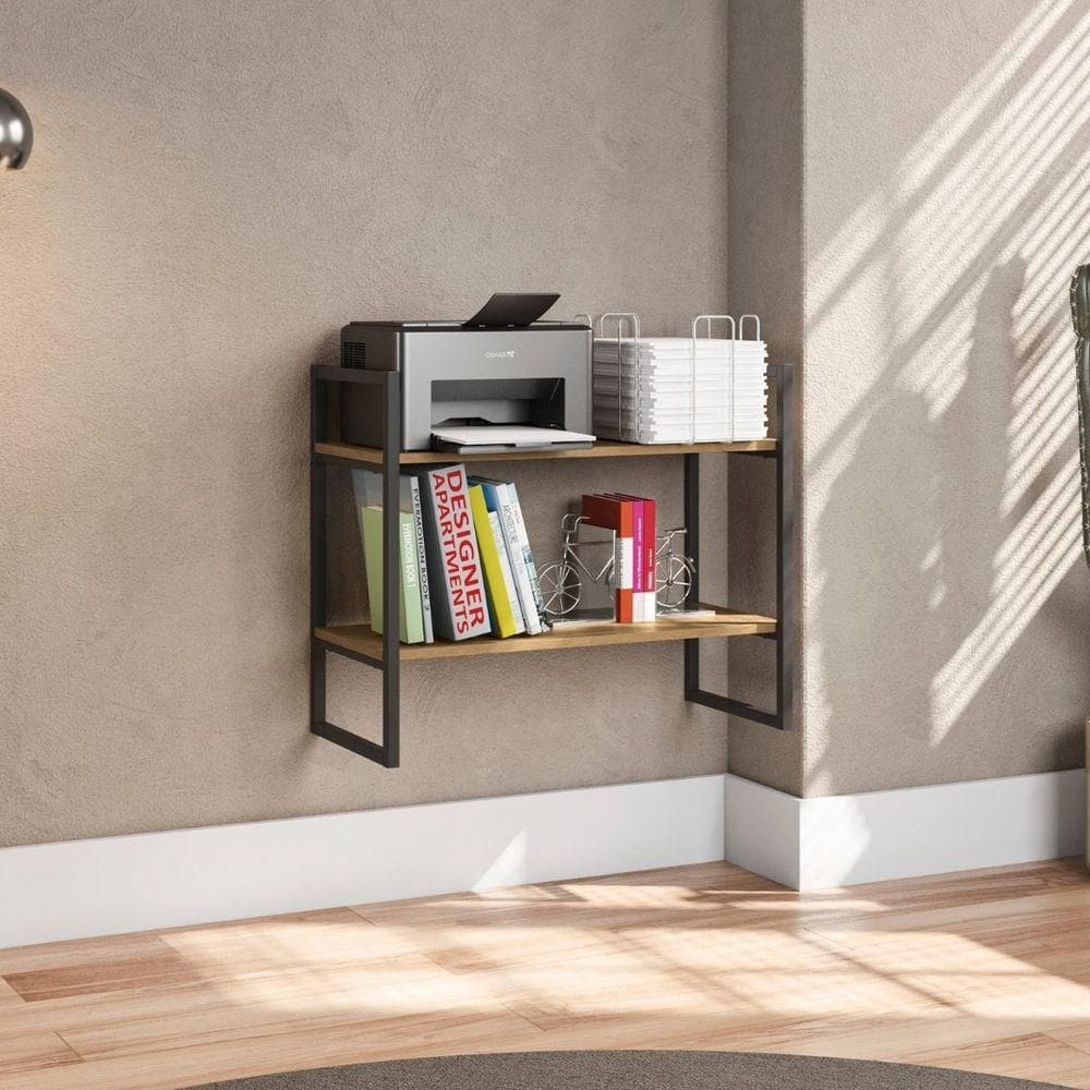 Nicho Kappesberg Industrial 2 Prateleiras 60x72cm Freijó/preto Fosco