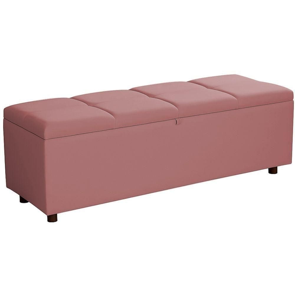Baú Recamier Espanha Veludo Rosa 160 Cm