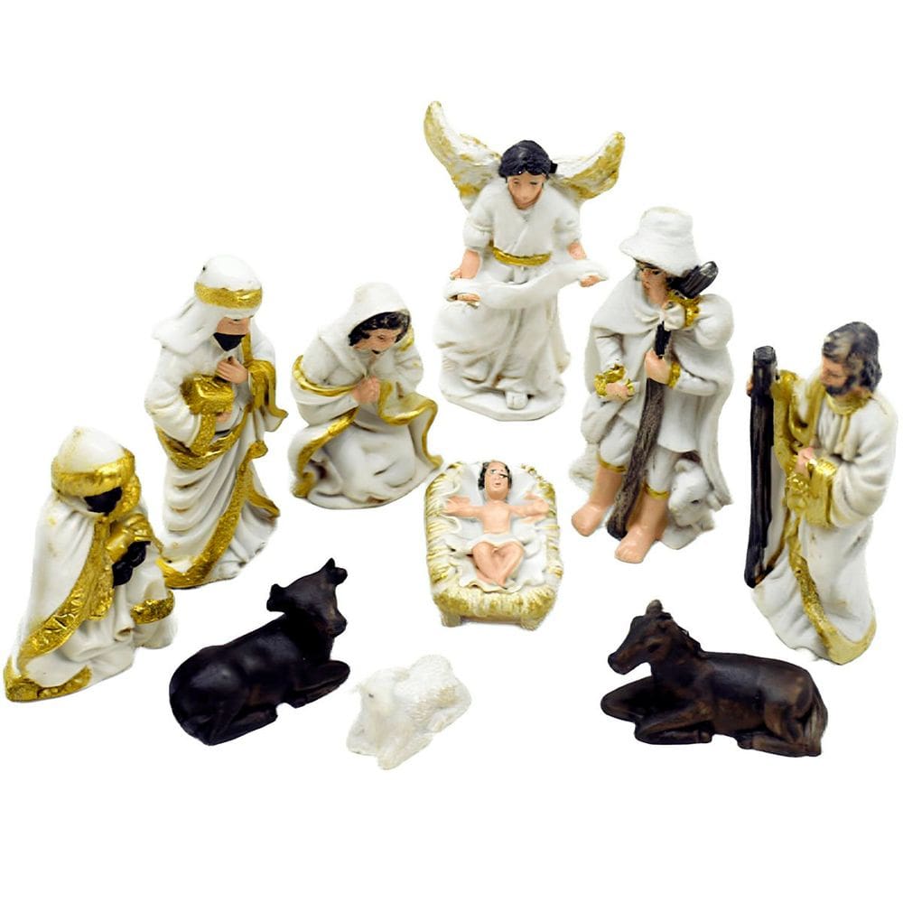 Presépio Nascimento De Jesus Estatueta Decoração Com 10Pçs