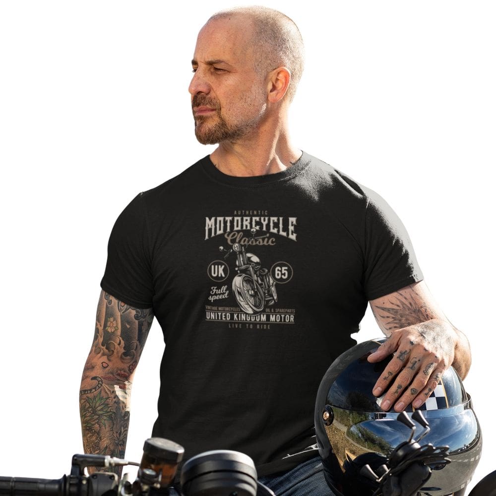 Camisa Masculina Algodão Preta Slim Fit Premium Motorcycle