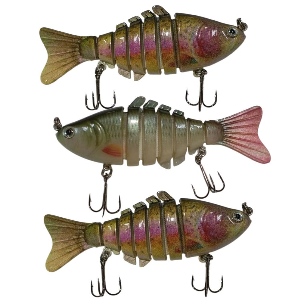 Isca Artificial 3 Peixes Articulado Pesca Realista Lambari Traia Robalo Pescaria Mar Rio Lago