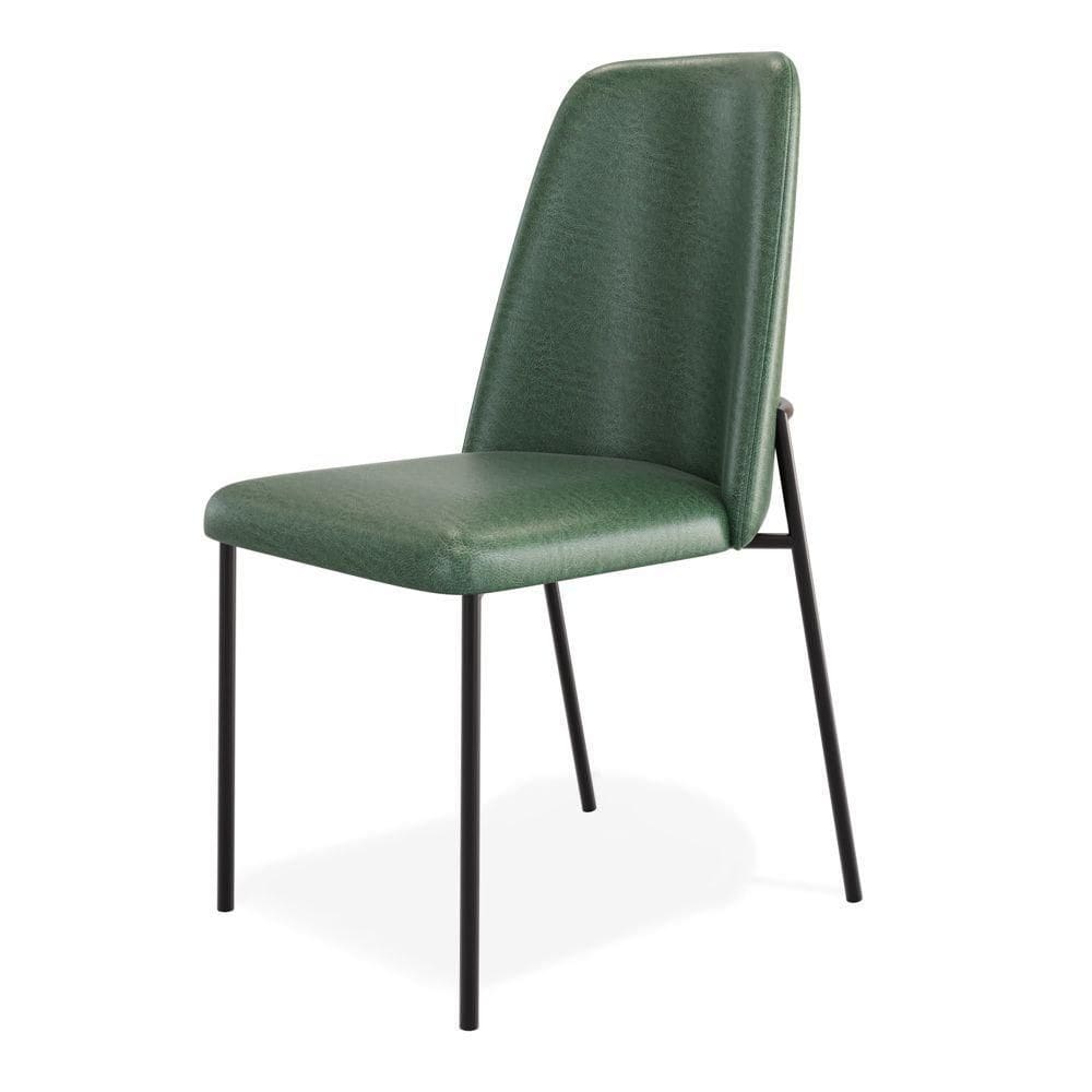 Cadeira Sala De Jantar Lior Com Encosto Estofado Base Preta Couríssimo Verde - Desk Design