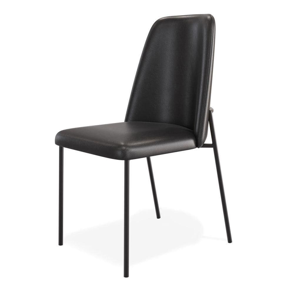 Cadeira Sala De Jantar Lior Com Encosto Estofado Base Preta Couríssimo Preto - Desk Design