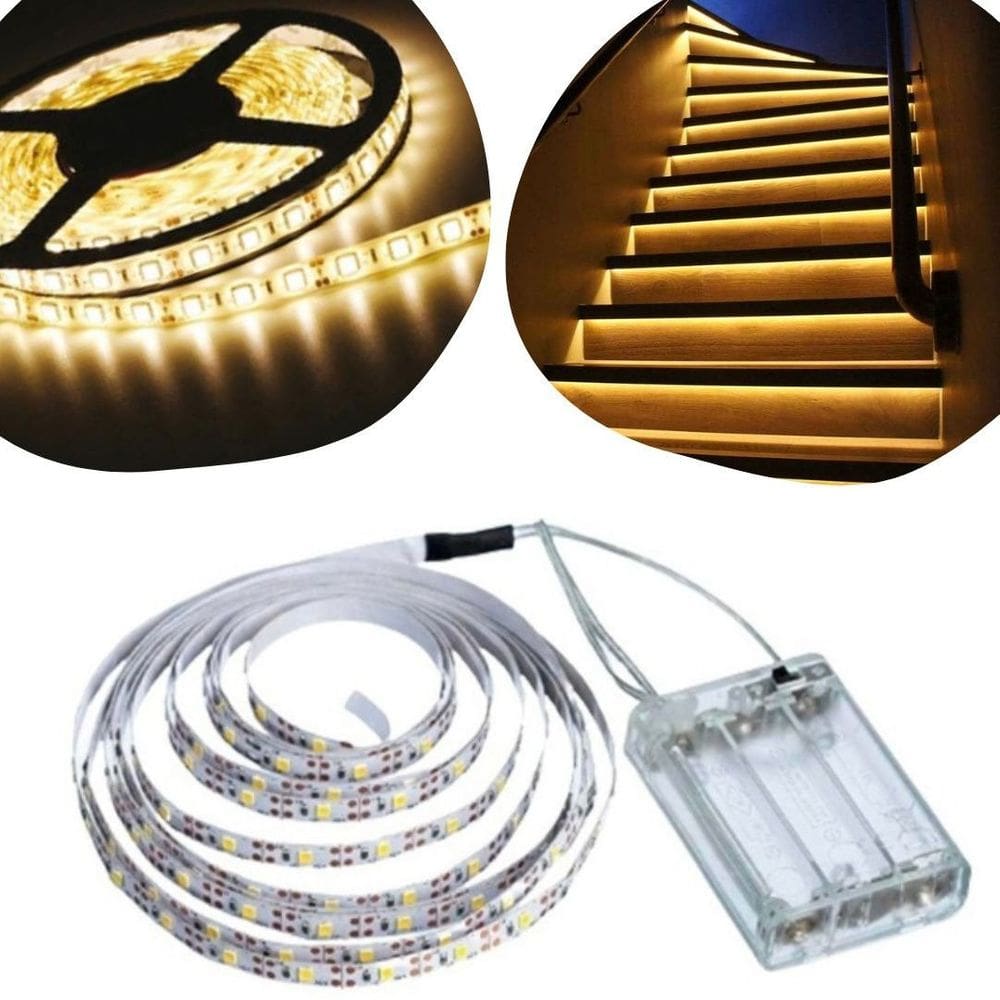 Kit 14 Fios Fita LED Luz Amarela 120 Lâmpadas LED 2m À Pilha