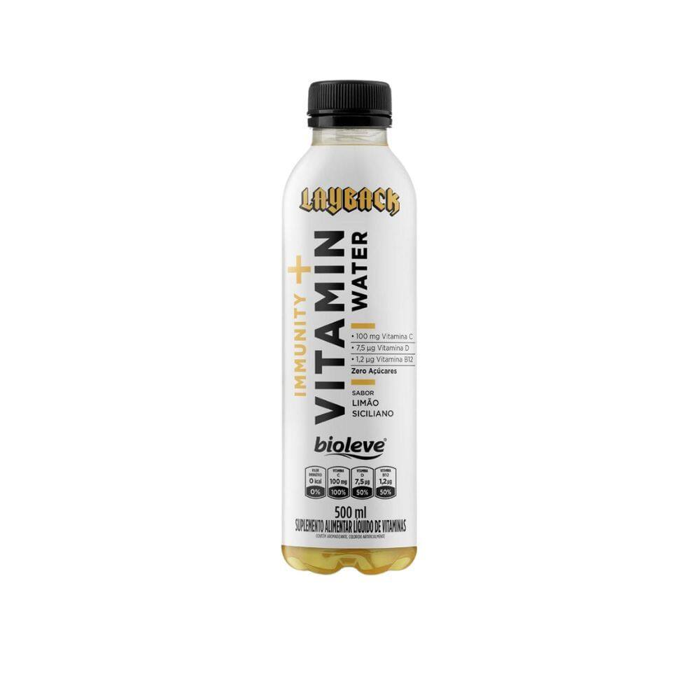 Suplemento Alimentar Líquido Layback Immunity+ Vitamin Water Sabor Limão Siciliano 500ml