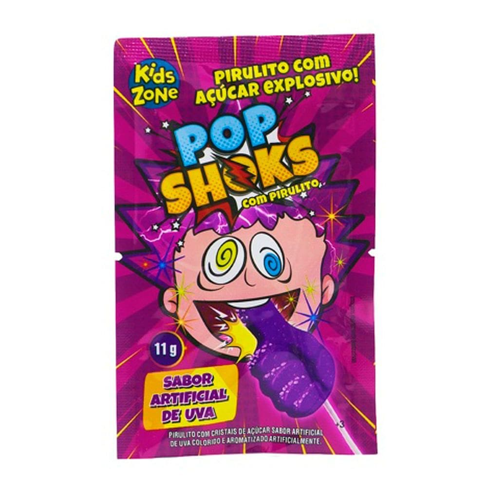 Pirulito POP Shoks Kids Zone com Açúcar Explosivo Sabores Sortidos11g