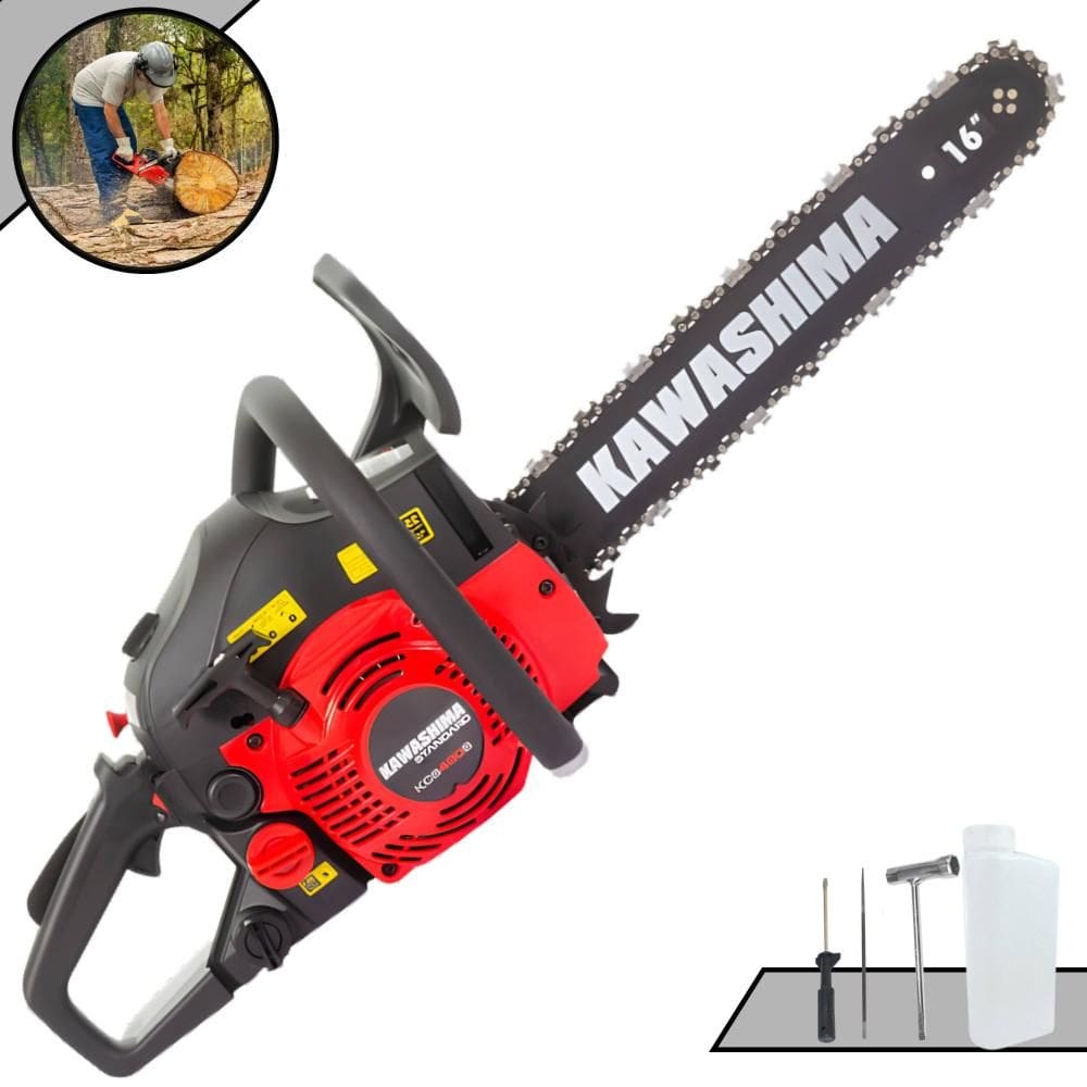 Motosserra Motor Serra Kawashima KCS-420S À Gasolina Motor 2T 42cc Profissional Com Sabre 16 Polegadas, Sistema Antivibratório e Carcaça de Alumínio