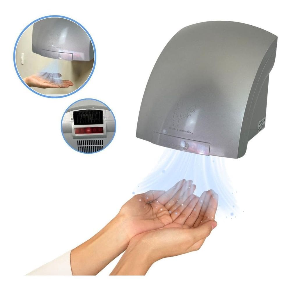 Secador Mãos Automático Sensor 12M/S 1500W Cinza Iwsma12Cz
