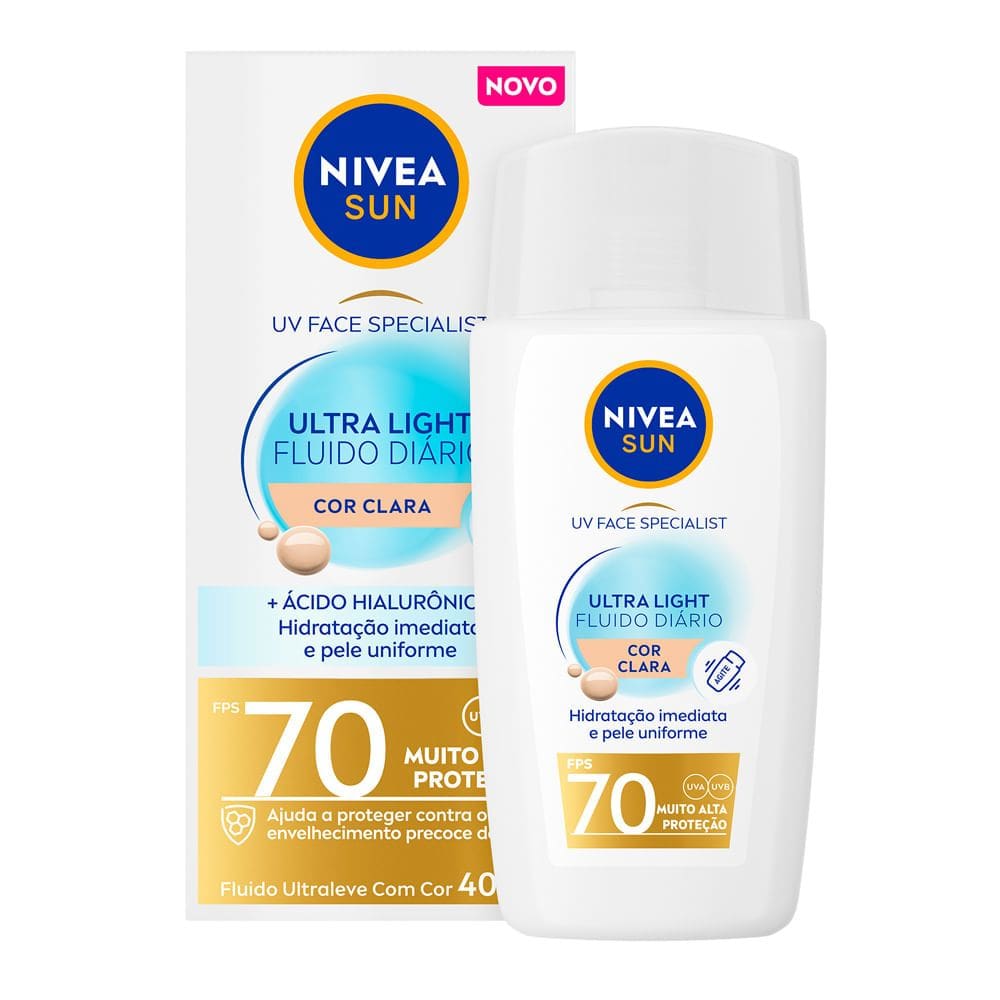 Protetor Solar Nivea Sun UV Face Specialist Ultra Light Fluido Diário FPS 70 Cor Clara 40ml