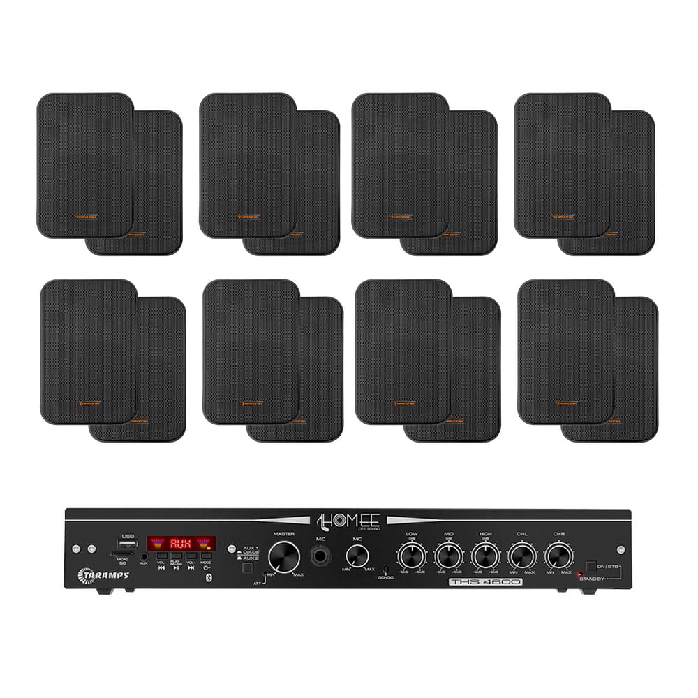 Kit Amplificador THS 4600 Taramps + 8 Pares de Caixas MSB60N