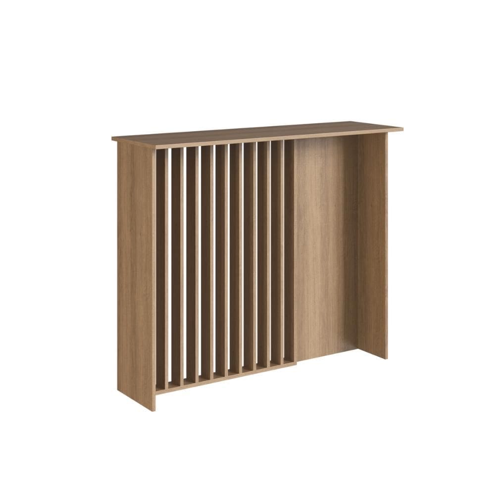 Bancada Ilha para Cozinha 120cm com Painel Ripado Bahia BC1200 Cor Marrom – Art In Móveis