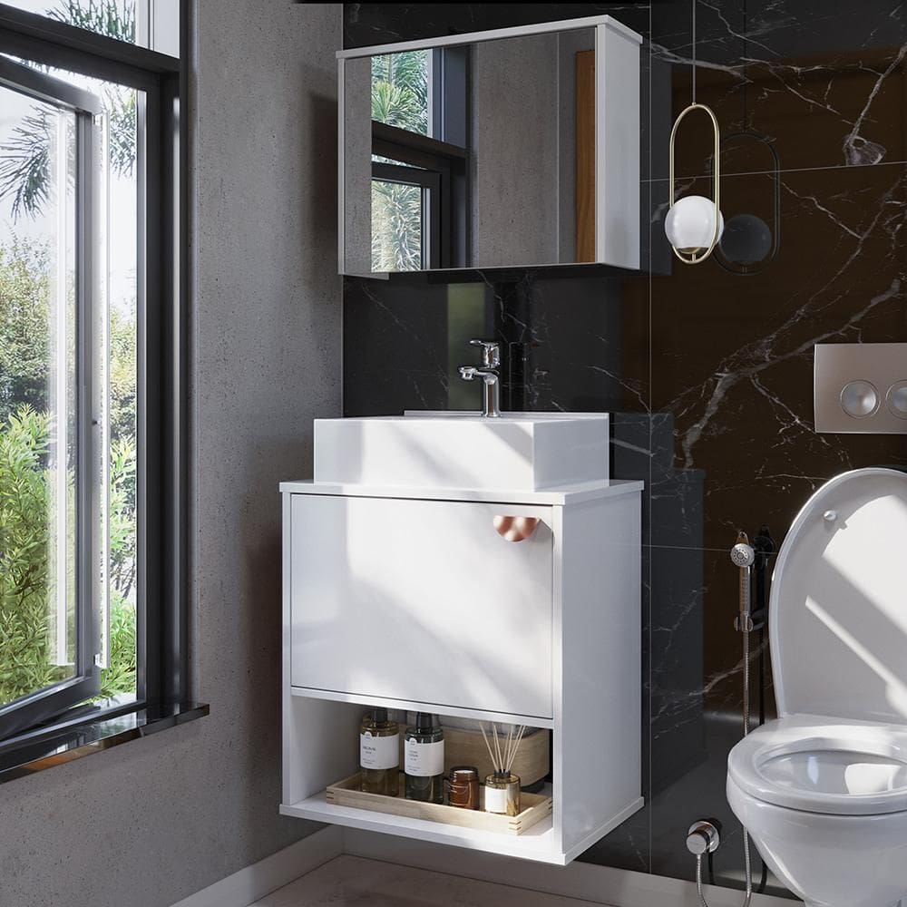 Gabinete de Banheiro Lotus Movelove 2 Portas com Espelheira