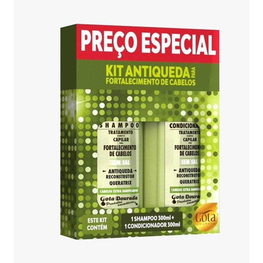 Kit Antiqueda Shampoo E Condicionador Gota Dourada 300