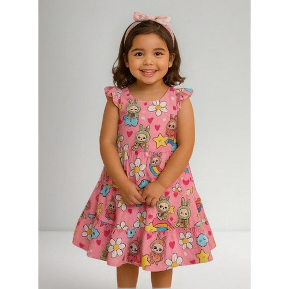 Vestido Infantil Tendência  Meninas  Boneco  Labubu Chaveiro
