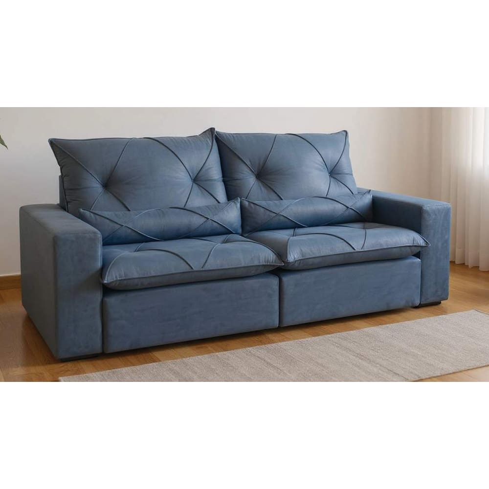 Sofá Retrátil e Reclinável Luxo Genova Molas Ensacadas Almofada Decorativa Vários Tecidos 2,70M