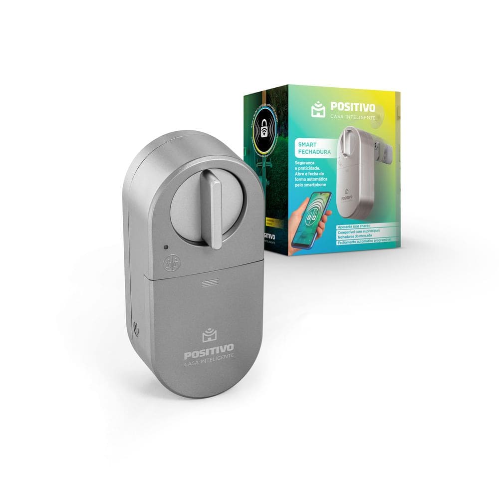 Smart Fechadura Positivo Casa Inteligente - Bluetooth - Botão Touch - Bateria 2600 mAh - Beep 70dB