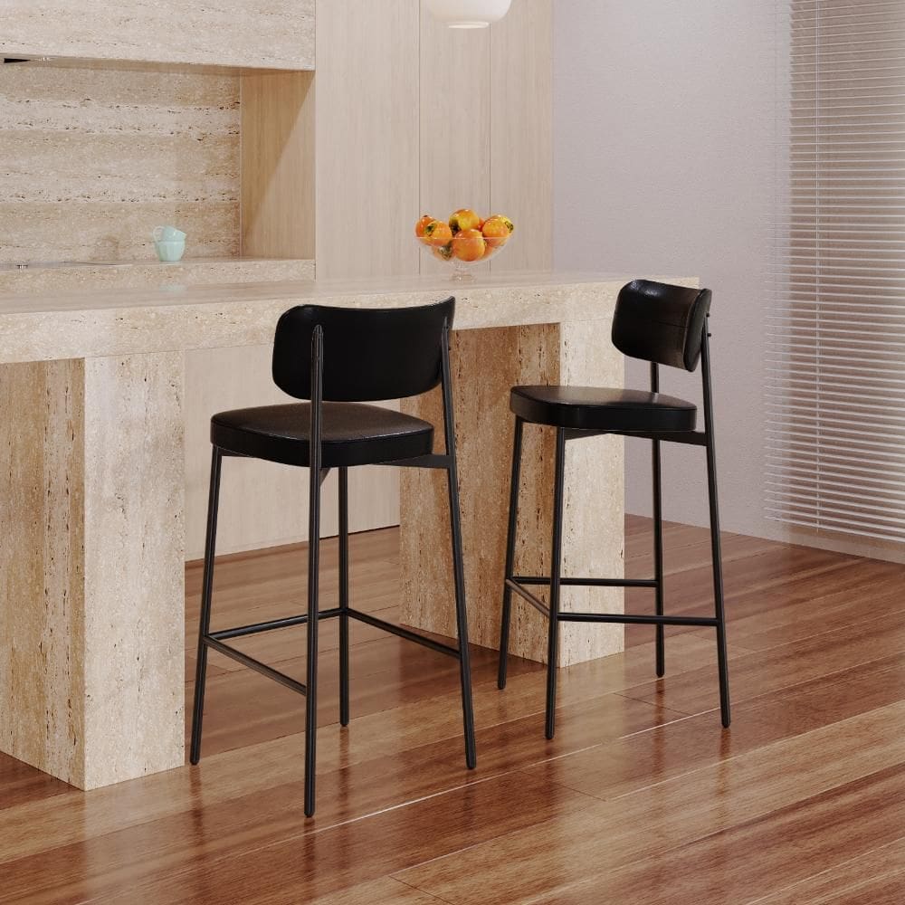 Banqueta Alta Revestimento Sintetico Alloa Est. Preta