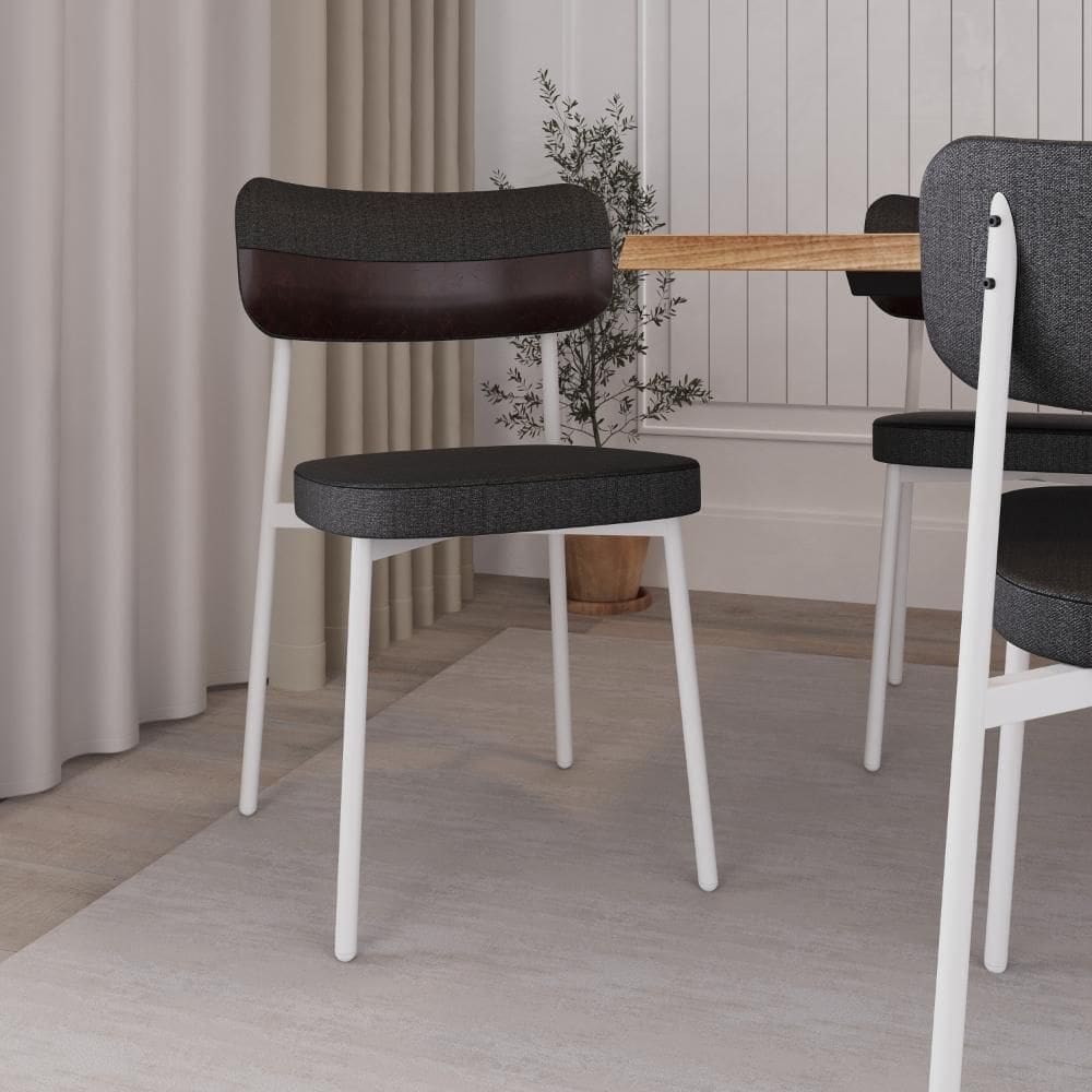 Conjunto 2 Cadeiras de Jantar Tecido Mesclado Alloa Est. Branca