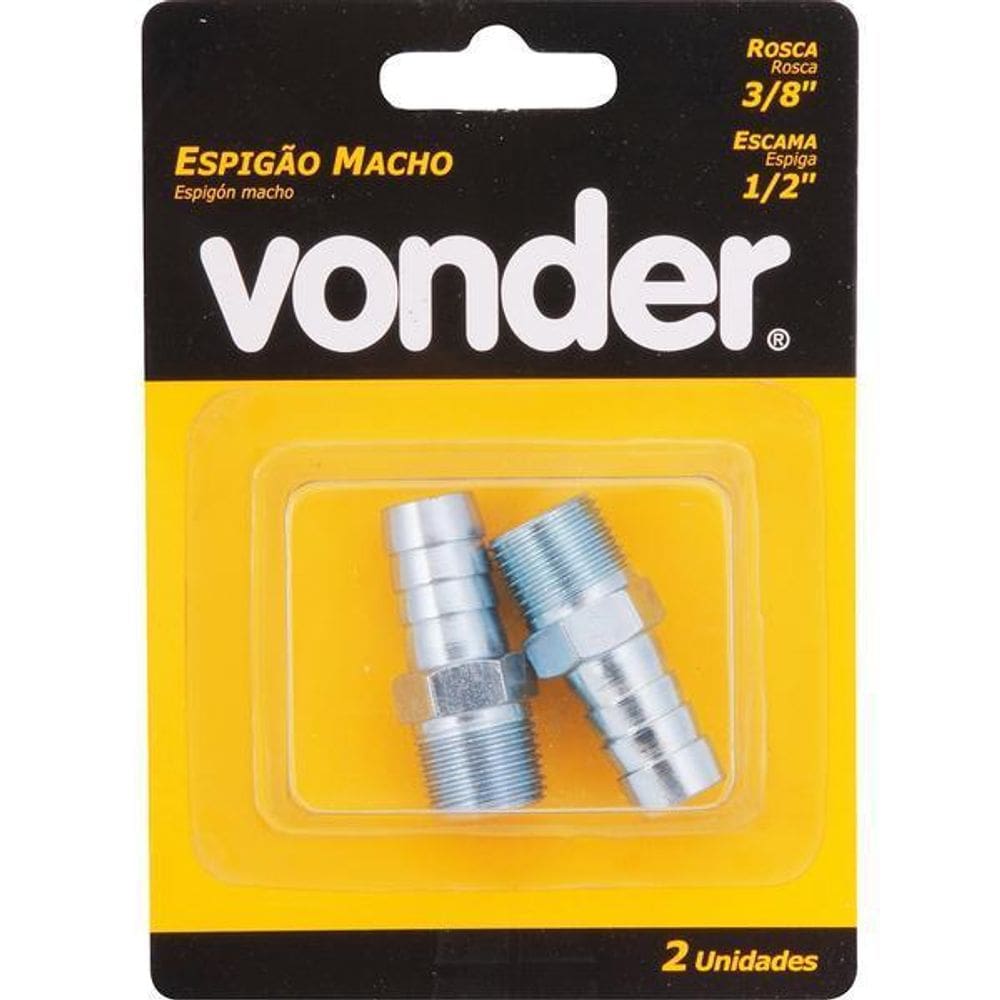 Espigão Fixo Macho Para Mangueira 1/2 Rosca 3/8 Npt Aço Zi