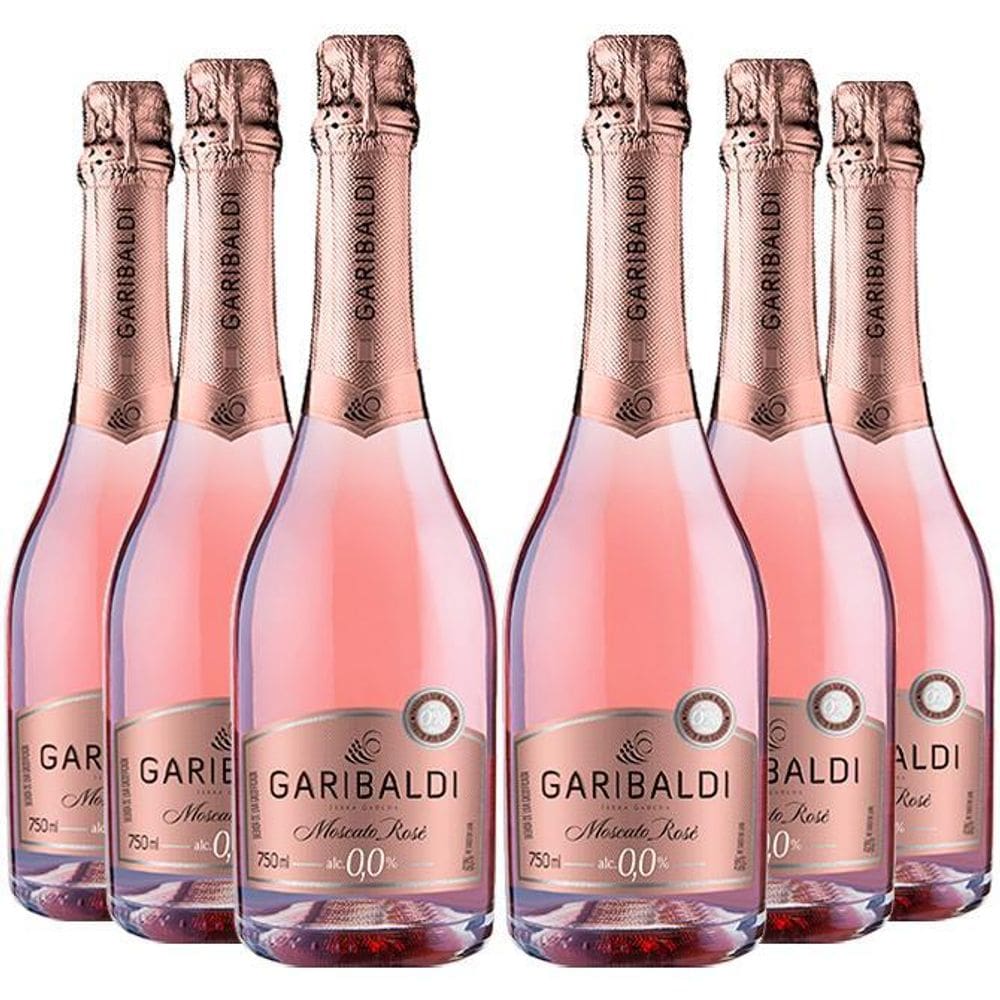 Kit 6 Gaseificado Sem Álcool Garibaldi Moscato Rose - 750Ml