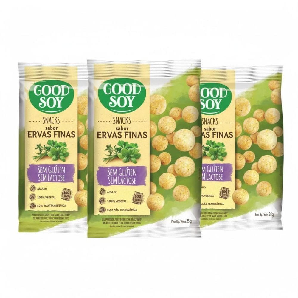 Kit 3 Snacks Ervas Finas 25G Goodsoy Sem Gluten E Lactose