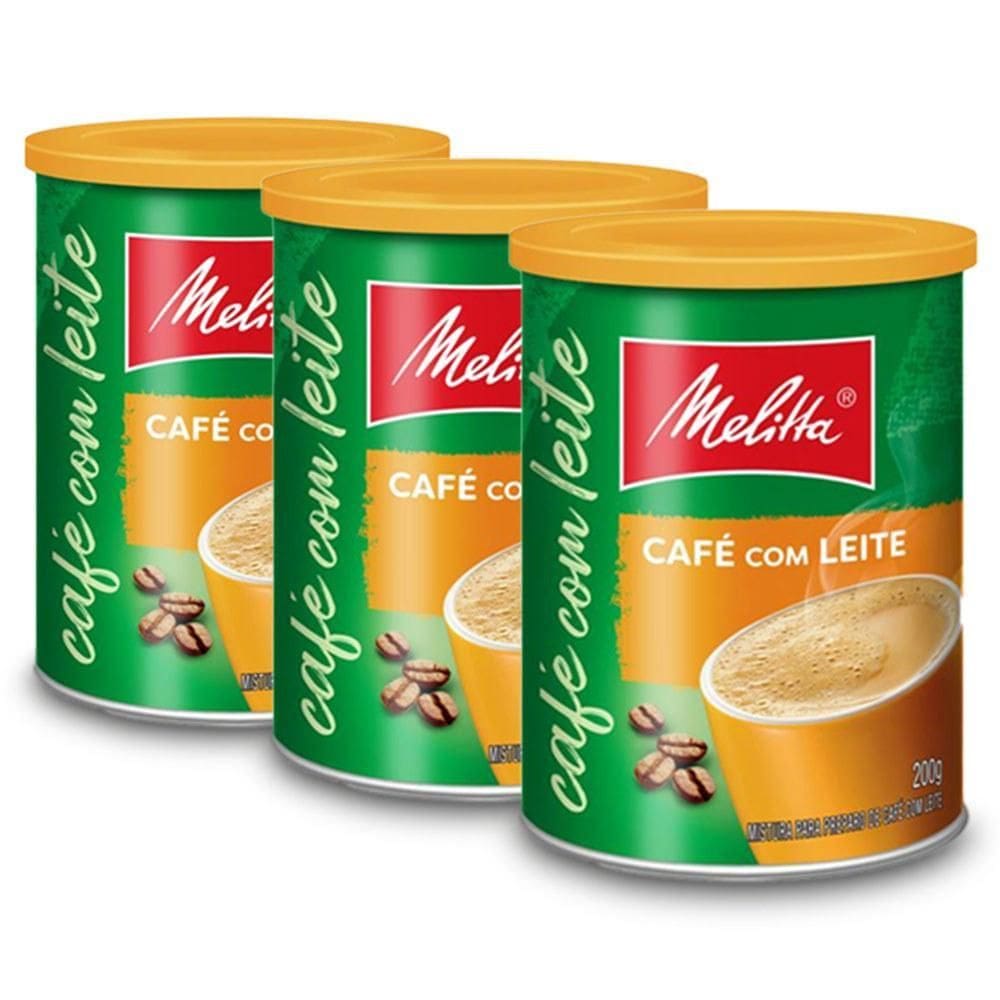 Café Com Leite Solúvel Clássico Melitta 200G Kit 3 Unidades