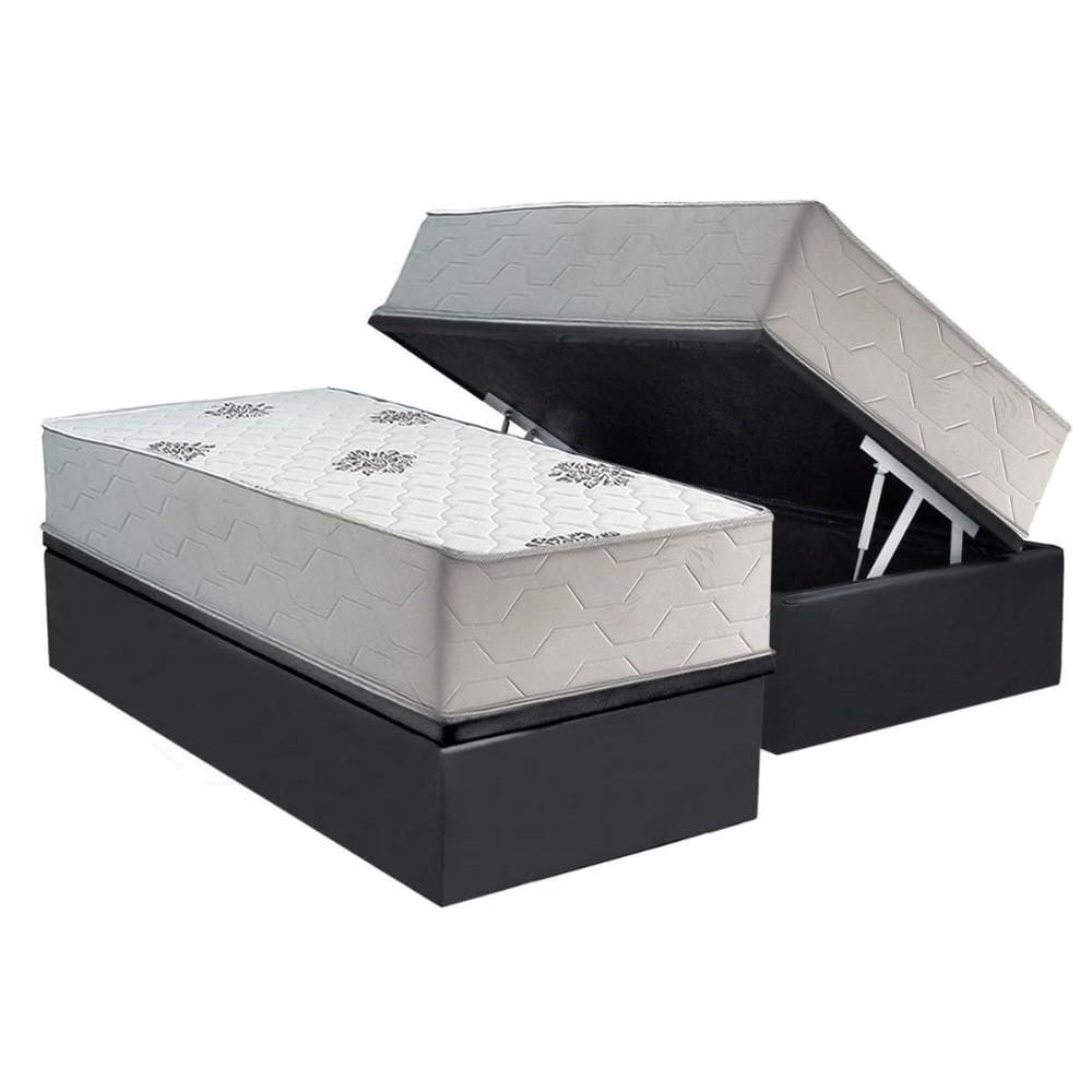 Cama Box Baú Solteiro + Colchão Ortopédico Inovaflex Comfort