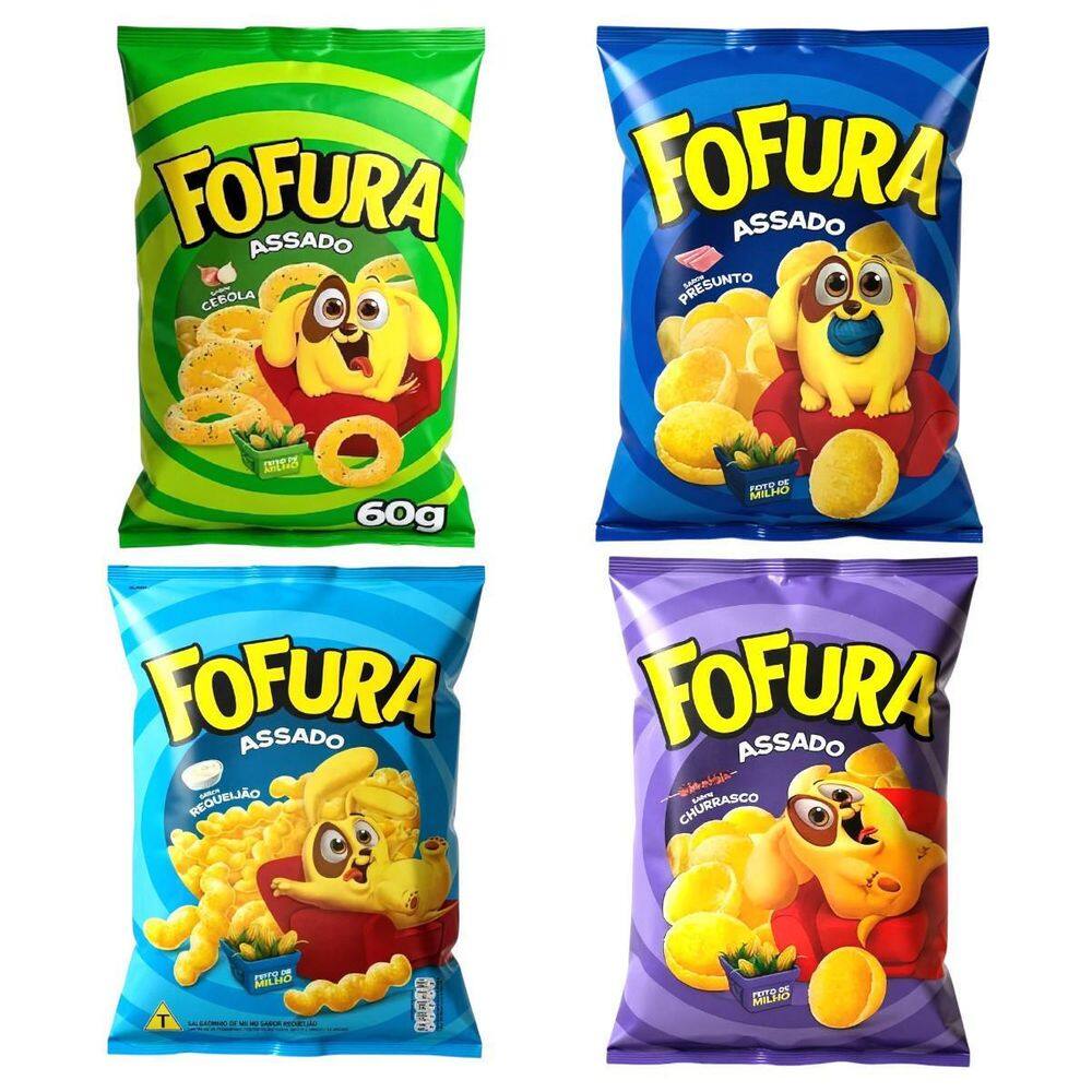 Kit 10 Salgadinhos Fofura Sabores Diversos Lanche Escola 60G
