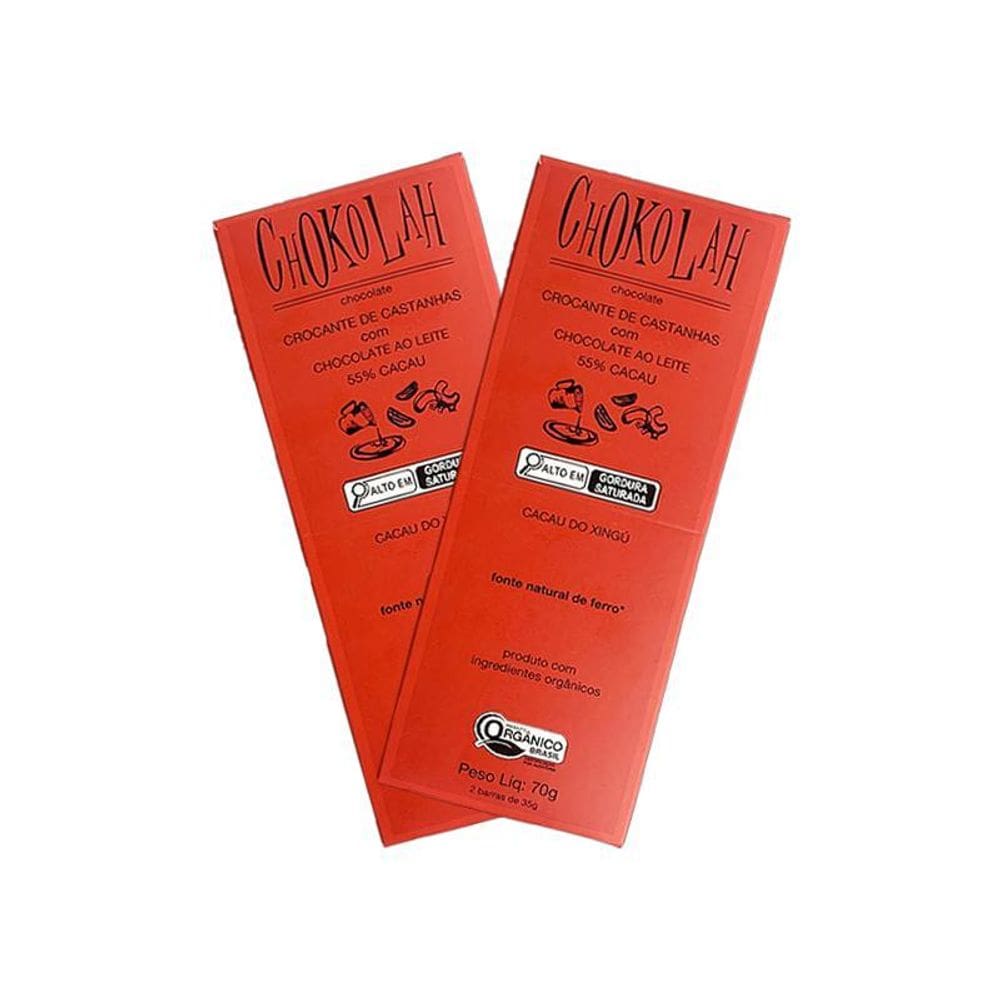 Kit 2X: Chocolate Ao Leite 55% Cacau Castanhas Orgânico