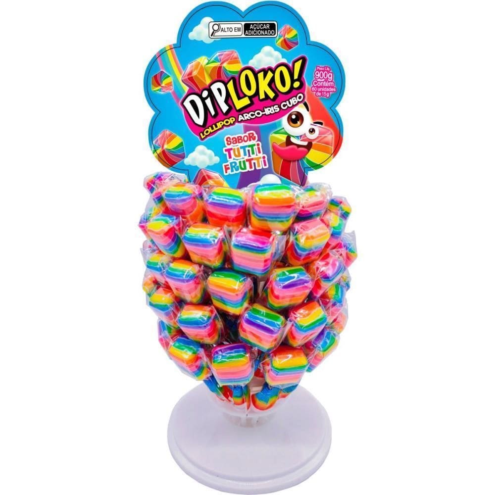 Doce Dip Loko Lollipop Arco-Íris 60 Unid - Danilla Foods