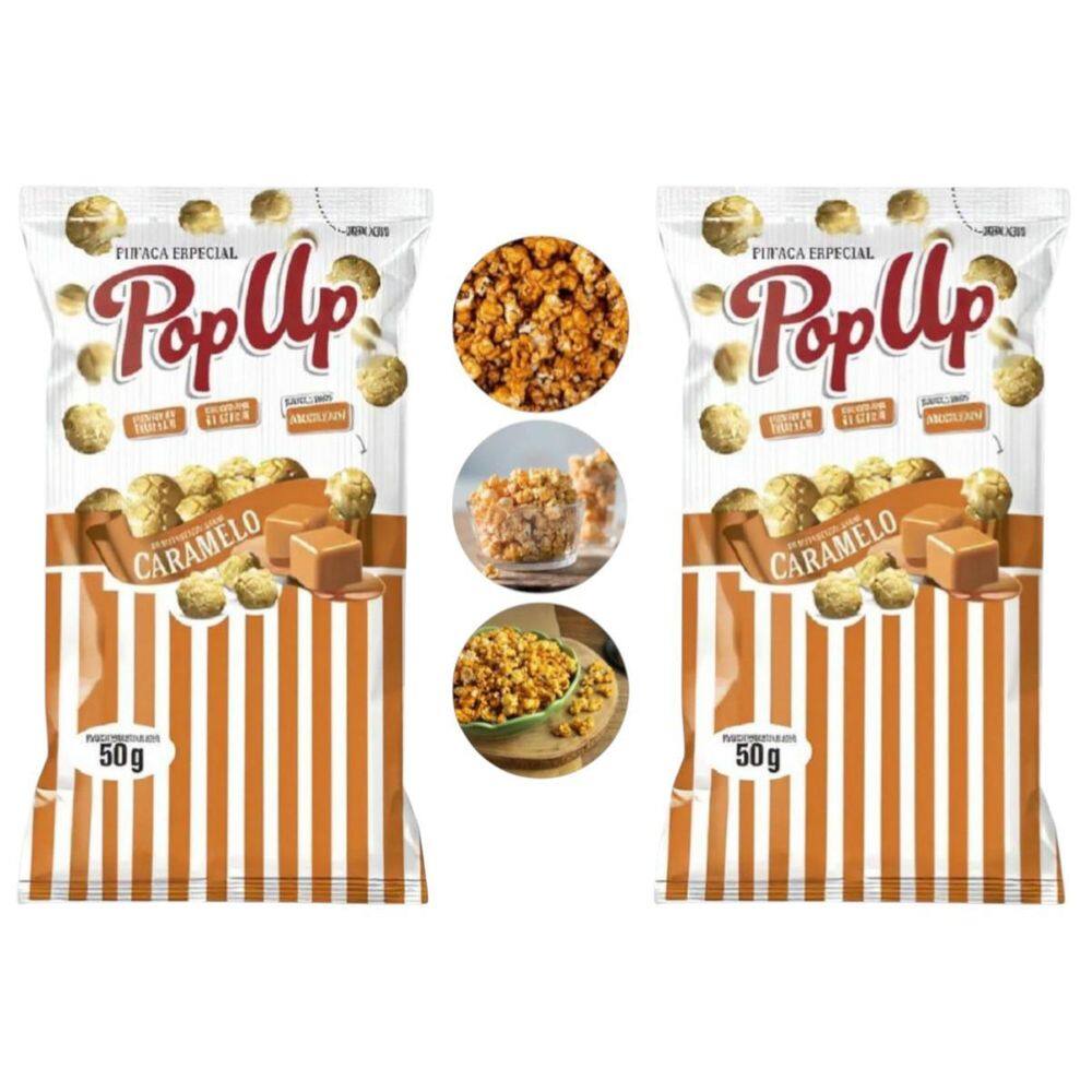 Combo 20 Sacos Pipoca Doce Pop Up Sabor Caramelo 50G Snacks