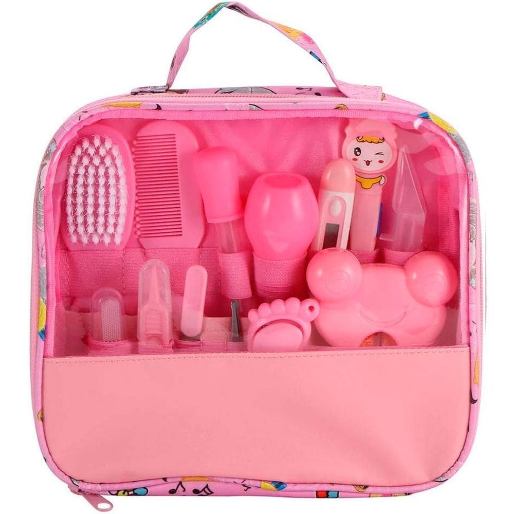 Kit Higiene Recém Nascido Rosa Bolsa Escova De Dedo